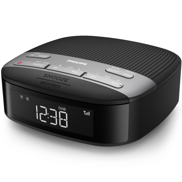 Philips Digital DAB+/FM-klokkeradio med to alarmer