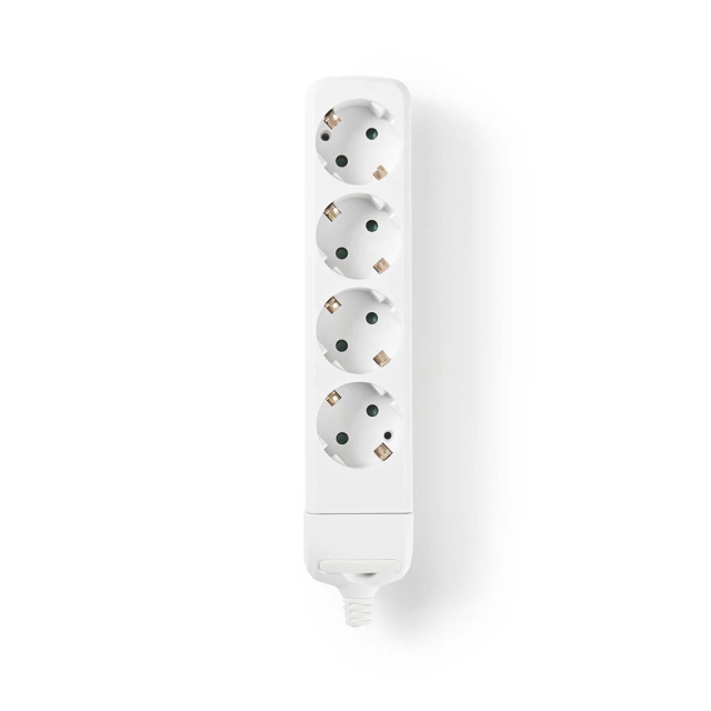 Nedis Extension Socket | Jordet kontakt / Type F (CEE 7/7) | 4-veis | 3680 W | 16 A | Type av jording: Sidekontakter | 230 V AC 50/60 Hz | Uttaksvinkel: 45 ° | Ingen Kabel Inkludert | Hvit