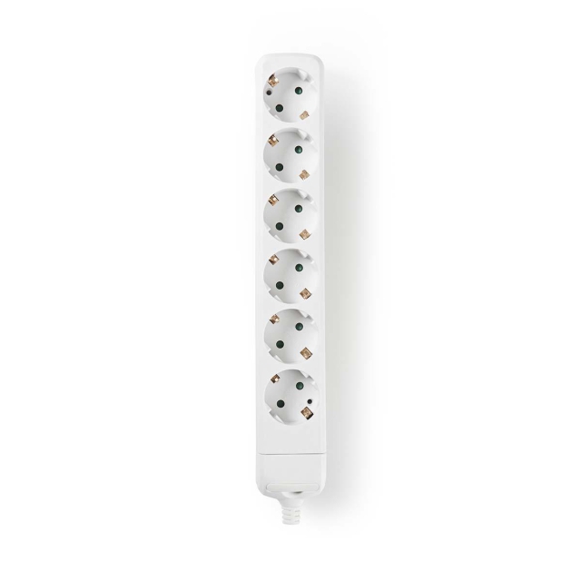 Nedis Extension Socket | Jordet kontakt / Type F (CEE 7/7) | 6-veis | 3680 W | 16 A | Type av jording: Sidekontakter | 230 V AC 50/60 Hz | Uttaksvinkel: 45 ° | Ingen Kabel Inkludert | Hvit