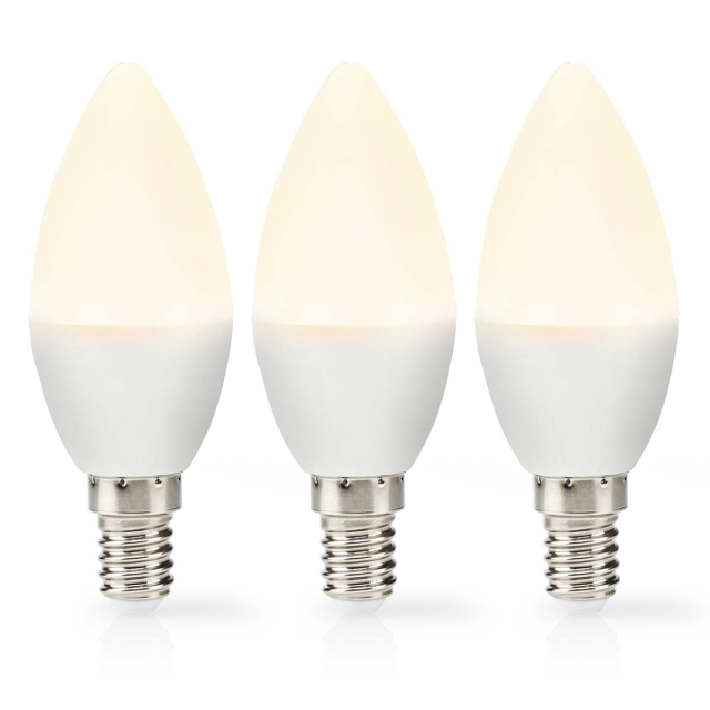 Nedis LED pære E14 | Lyshvit | 2.8 W | 250 lm | 2700 K | Varm Hvit | Frosted | 3 stk