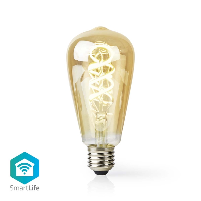 Nedis SmartLife LED Lyspære | E27 | 360 lm | 4.90 W | Varm til avkjølt hvitt | 1800 - 6500 K | Glass | Android™ / IOS | ST64 | 1 stk