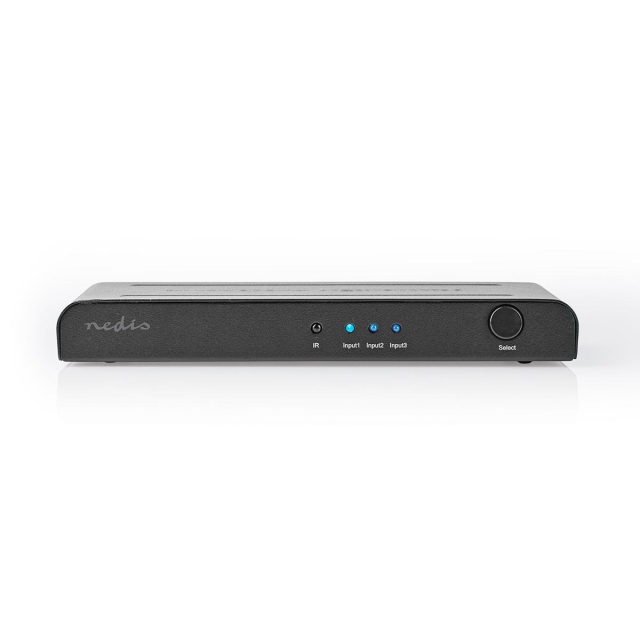 Nedis HDMI ™ Switch | 3-Port port(s) | 3x HDMI™ Input | 1x HDMI™ Output | 4K@60Hz | 18 Gbps | Fjernstyrtkontrolert | Metall | Antrasitt