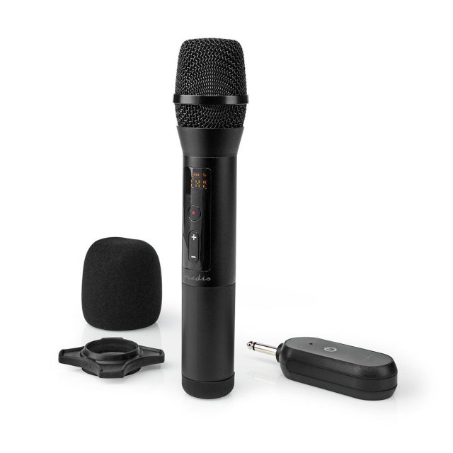 Nedis Trådløs mikrofon Set | 20 Kanaler | 1 Mikrofon | Kardioid | 70 Hz - 13 kHz | 1000 Ohm | -95 dB | Volumkontroll | Sort