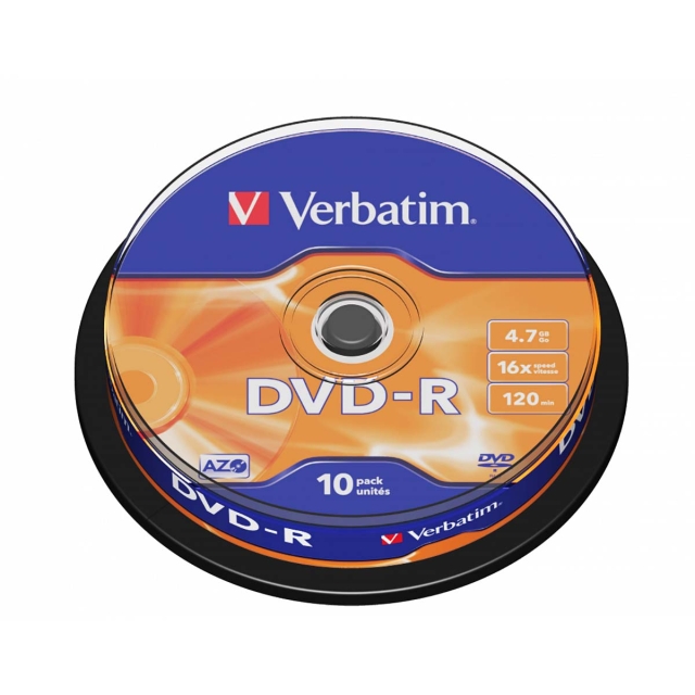 DVD-R 16X 4.7GB 10 Pakke Spindel Matt Sølv