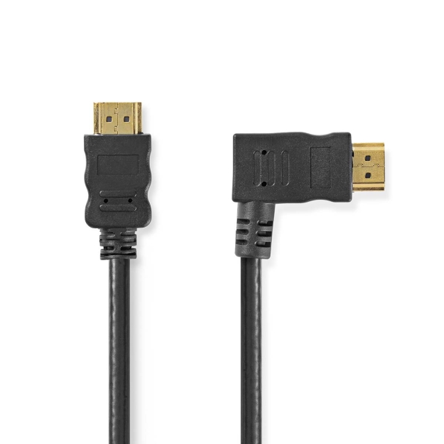 Nedis High Speed HDMI ™ kabel med Ethernet | Høyre Hooked HDMI ™ -kontakt | HDMI ™ -kontakt | 4K@30Hz | 10.2 Gbps | 1.50 m | Rund | PVC | Sort | Konvolutt