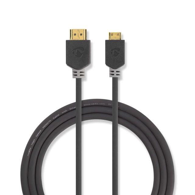 Nedis High Speed ​​HDMI ™ kabel med Ethernet | HDMI ™ -kontakt | HDMI ™ minikontakt | 4K@60Hz | 18 Gbps | 2.00 m | Rund | PVC | Antrasitt | Vindus boks