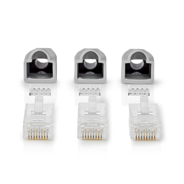 Nedis RJ45-kontakt | Hann | Solid STP CAT6 | Rett | Gull belagt | 10 stk. | PVC | Grå | Boks
