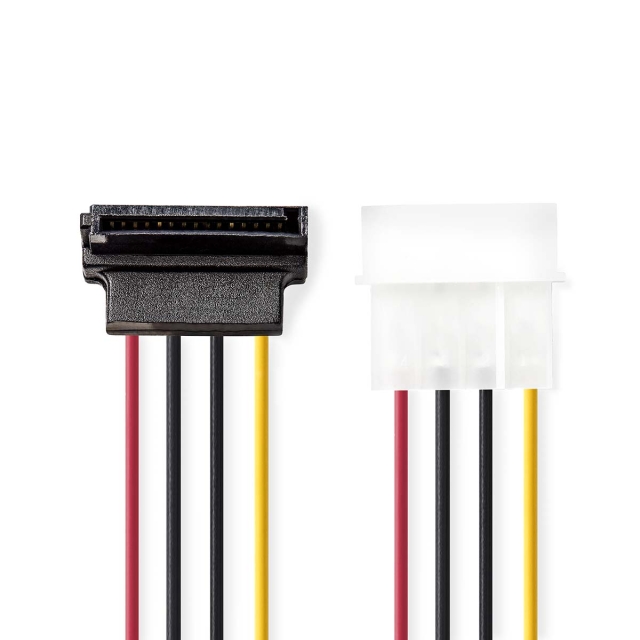 Nedis Intern Strømkabel | Molex Han | SATA 15-Pin Hun | Gull belagt | 0.15 m | Rund | PVC | Flerfarget | Konvolutt