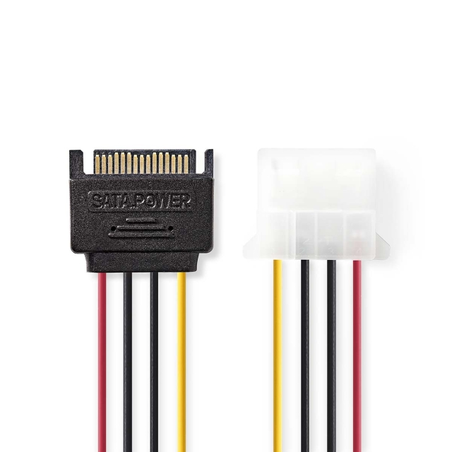 Nedis Intern Strømkabel | SATA 15-Pin Han | Molex Hun | Gull belagt | 0.15 m | Rund | PVC | Flerfarget | Konvolutt