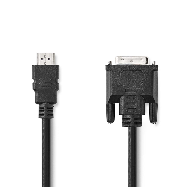 Nedis HDMI™ Cable | HDMI ™ -kontakt | DVI-D 24+1-Pin Han | 1080p | Nikkel belagt | 2.00 m | Rett | PVC | Sort | Boks
