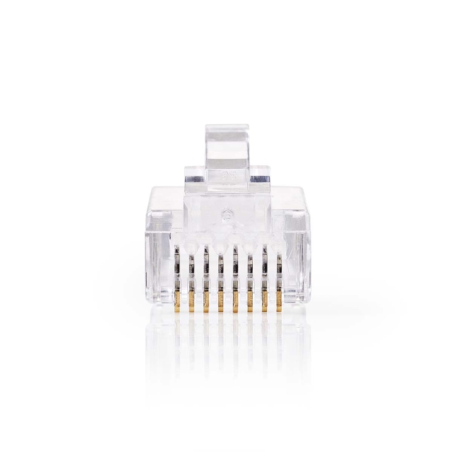 Nedis RJ45-kontakt | Hann | Solid STP CAT6 | Rett | Gull belagt | 10 stk. | Polycarbonate | Gjennomsiktig | Boks
