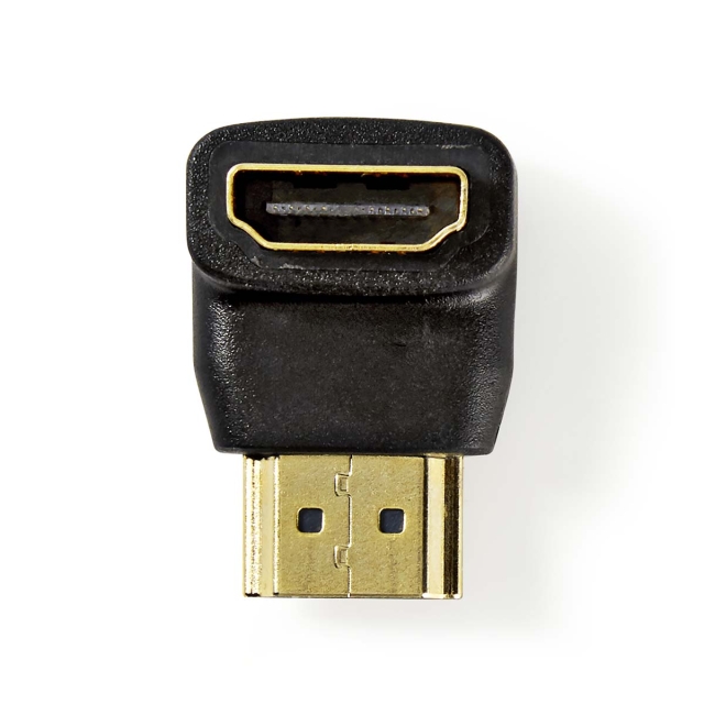 Nedis HDMI™ Adapter | HDMI ™ -kontakt | HDMI™ Output | Gull belagt | Vinklet 90° | ABS | Sort | 1 stk. | Boks