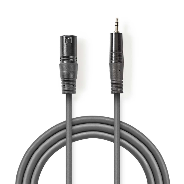 Nedis Balansert lydkabel | XLR 3-Pin Han | 3.5 mm Han | Nikkel belagt | 3.00 m | Rund | PVC | Mørk Grå | Pappetui
