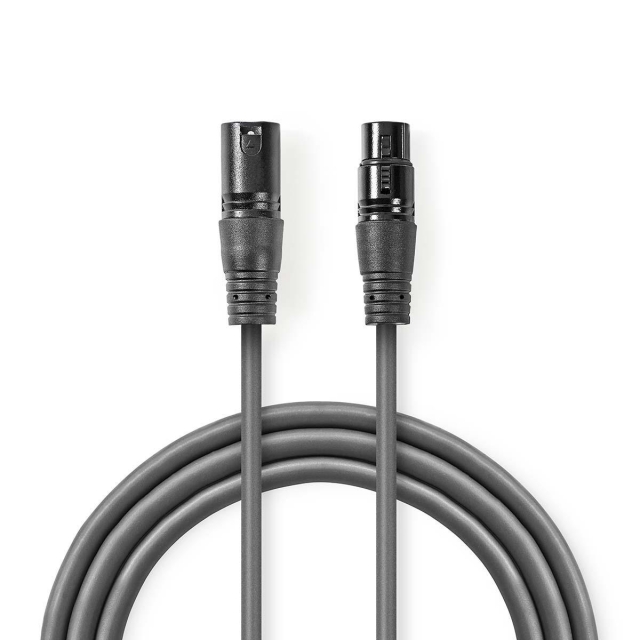 Nedis DMX Adapter Cable | XLR 3-Pin Han | XLR 3-Pin Hun | Nikkel belagt | 1.50 m | Rund | PVC | Mørk Grå | Pappetui