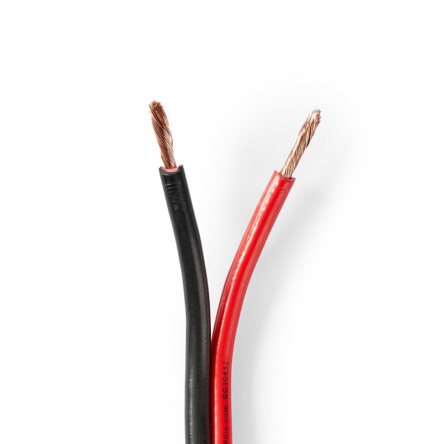Nedis Speaker Cable | 2 x 2.50 mm² | CCA | 100.0 m | Rund | PVC | Rød / Sort | Pakk Inn