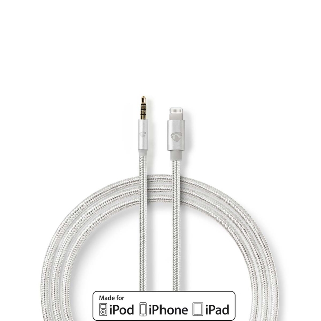Nedis Lightning Adapter | Apple Lightning 8-Pinners | 3.5 mm Han | Gull belagt | 1.00 m | Rund | Nylon | Deksel Vindusboks