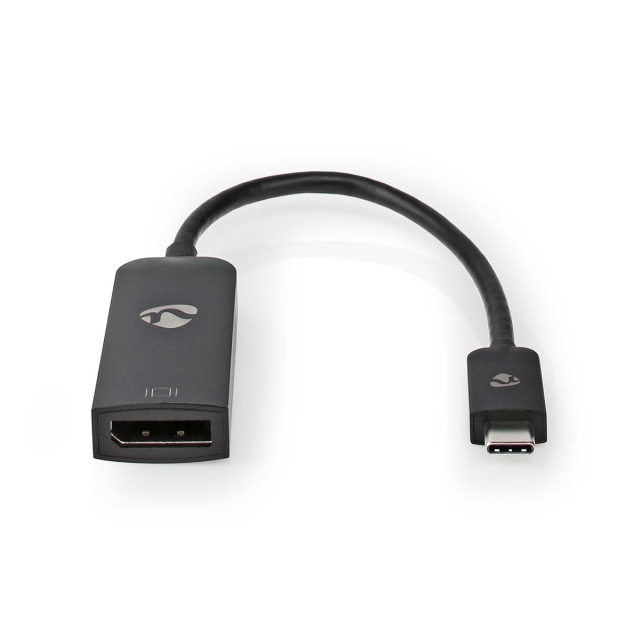 Nedis USB-C™ Adapter | USB 3.2 Gen 1 | USB-C™ Hann | DisplayPort Hun | 8K@30Hz | 0.20 m | Rund | Nikkel belagt | PVC | Sort | Boks