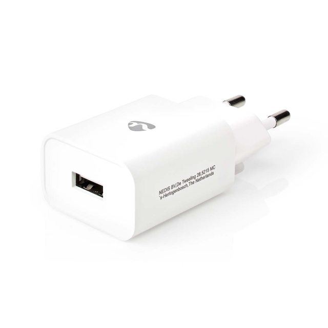 Nedis vegg lader | 12 W | Hurtigladefunksjon | 1x 2.4 A A | Antall utganger: 1 | USB-A | Ingen Kabel Inkludert | Single Voltage Output | Hvit