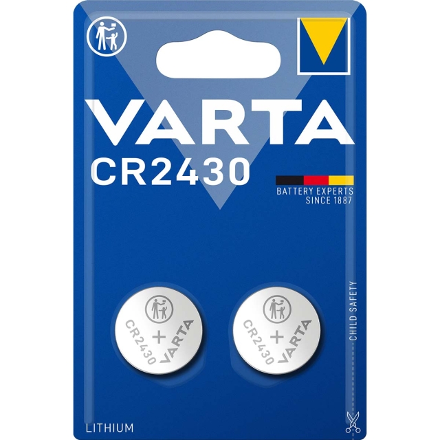 Varta Lithium knappecellebatteri CR2430 | 3 V DC | 290 mAh | 2-Blister | Sølv