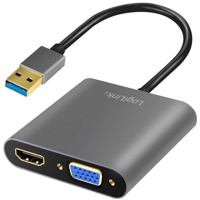 LogiLink USB-A 3.0 -> HDMI hunn + VGA hunn-adapter