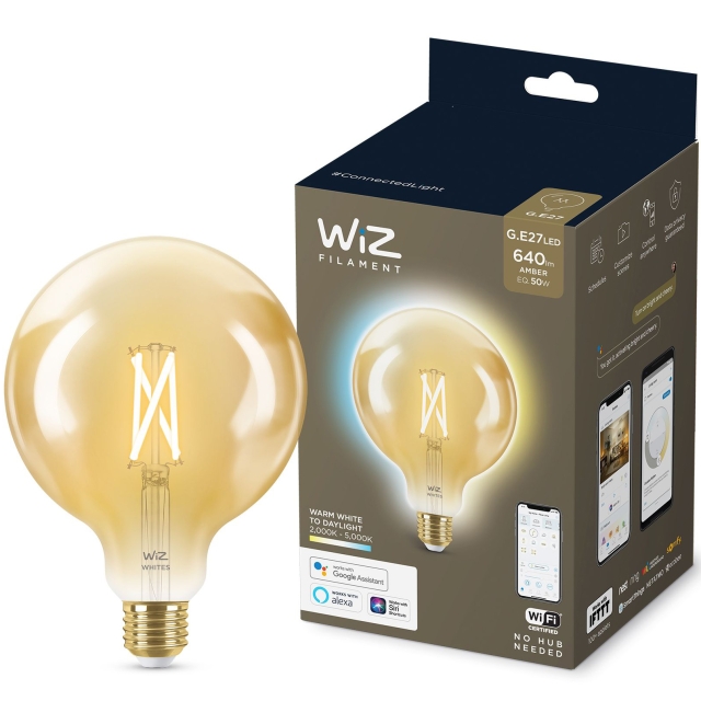 WiZ WiFi Smart LED E27 Globe 120 50W Filament Amber