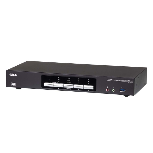 4-portars USB 3.0 4K DisplayPort KVMP™-bryter med to skjermer