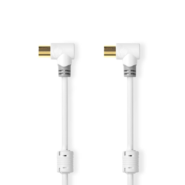 Nedis Coax Cable | IEC (Coax) Han | IEC (Coax) Hun | Gull belagt | 100 dB | 75 Ohm | Dobbelt skjermet | 5.00 m | Rund | PVC | Hvit | Boks