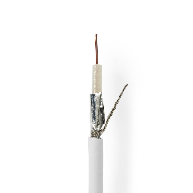 Nedis Tale Kabel på Snelle | RG6T | 75 Ohm | Dobbelt skjermet | ECA | 100.0 m | Koax | PVC | Hvit | Rull