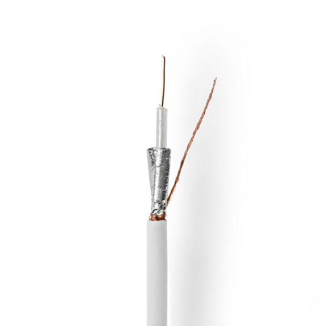 Nedis Tale Kabel på Snelle | RG59U | 75 Ohm | Dobbelt skjermet | ECA | 100.0 m | Koax | PVC | Hvit | Rull