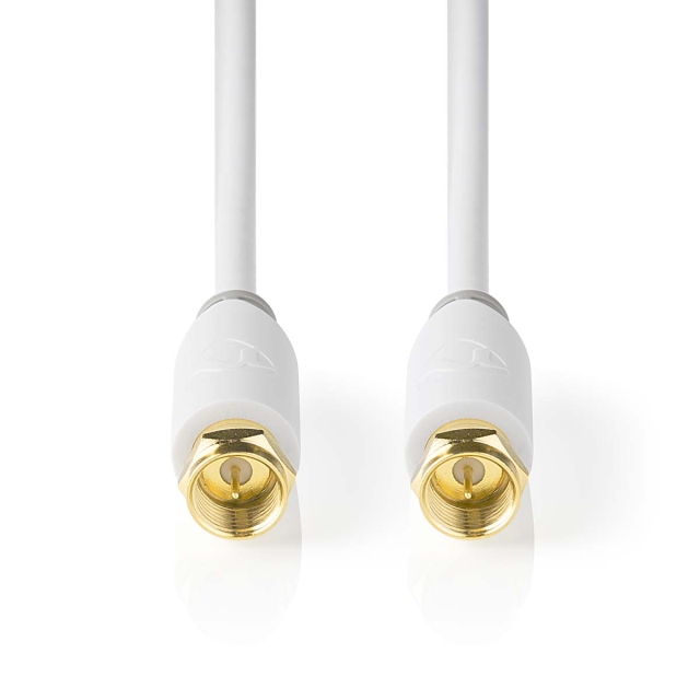 Nedis Satellite & Antennekabel | F Han | F Han | Gull belagt | 90 dB | 75 Ohm | Singel Skjermet | 3.00 m | Rund | PVC | Hvit | Boks