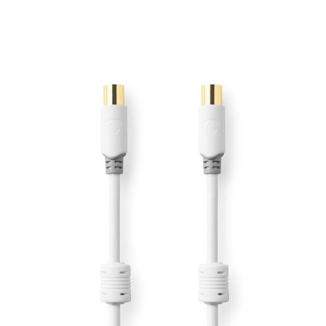 Nedis Coax Cable | IEC (Coax) Han | IEC (Coax) Hun | Gull belagt | 100 dB | 75 Ohm | Dobbelt skjermet | 1.00 m | Rund | PVC | Hvit | Boks