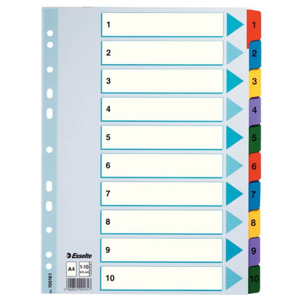 ESSELTE Register Mylar A4/1-10 Multifärgat