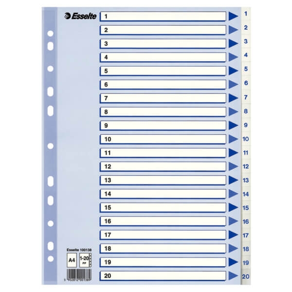 ESSELTE Register Non-Stop A4/1-20 Vit