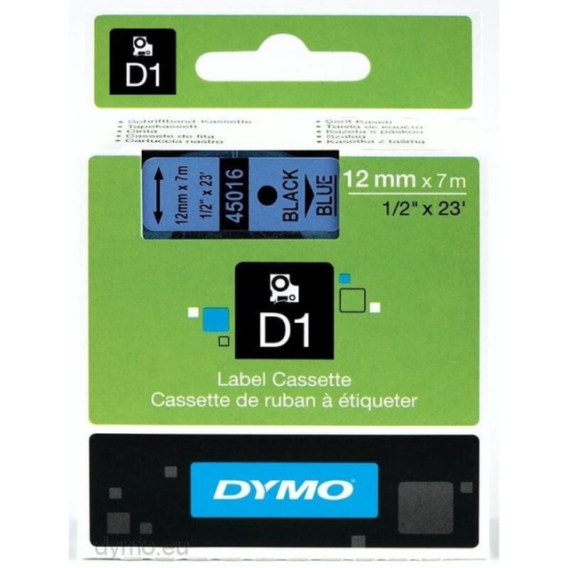 DYMO Färgband S0720560 45016 12mm Svart på Blå