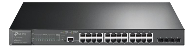 tplink JetStream™ 28-port Gigabit L2+ administrert svitsj med 24-porters PoE
