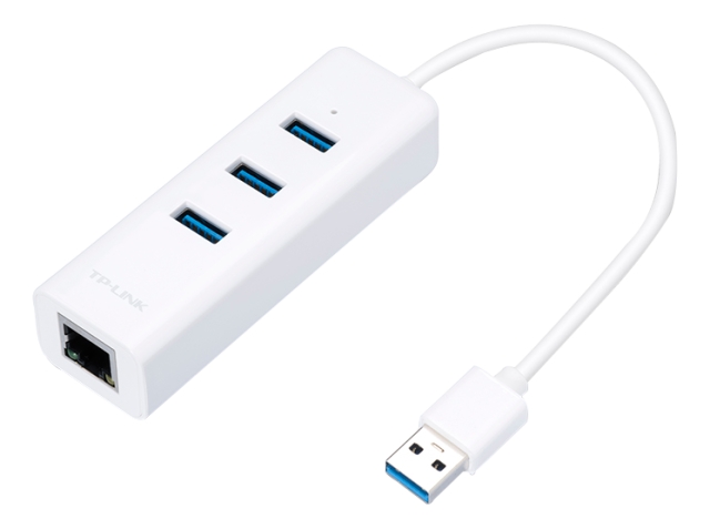 tplink USB 3.0 Hub/Gbit Eth Adapter 3xUSBA 3.0-porter 1m kabel hvit