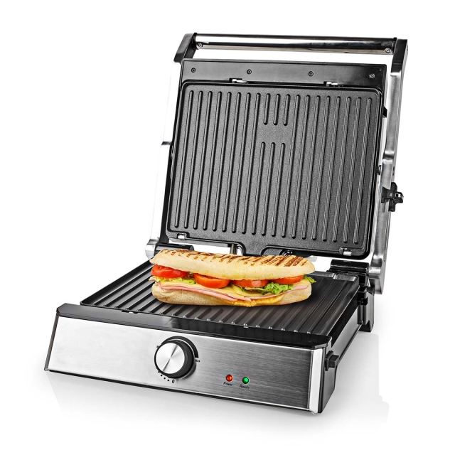 Nedis Kontakt Grill | 2000 W | 29 x 23 cm | Justerbar temperaturkontroll | Plast / Rustfritt Stål