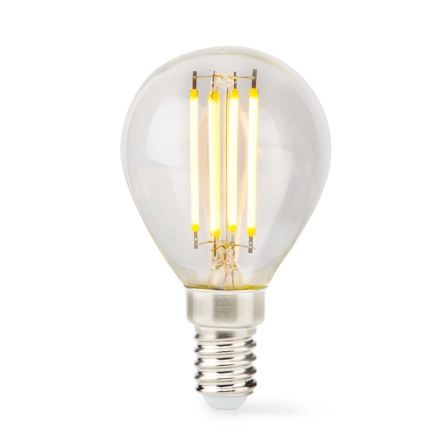 Nedis LED lyspære E14 | G45 | 4.5 W | 470 lm | 2700 K | Dimbar | Varm Hvit | Retro Style | 1 stk. | Klart