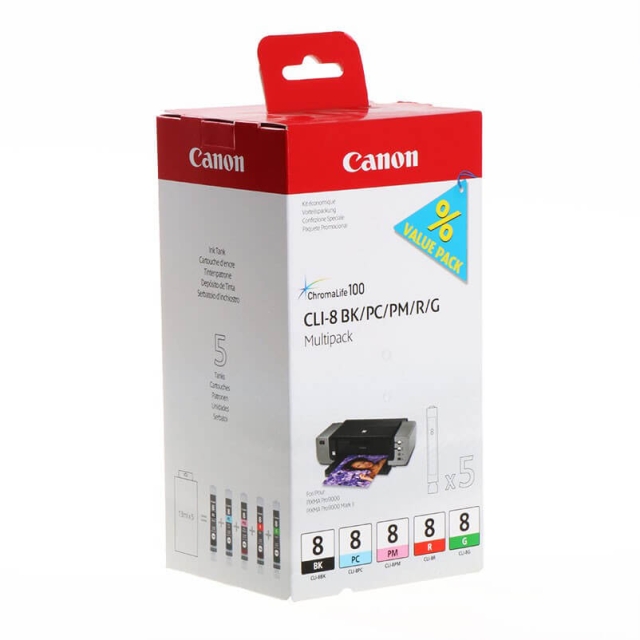 Canon Blekk 0620B027 CLI-8 Sort/Cyan/Magenta/Rød/Grønn