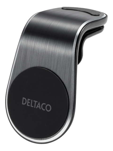 DELTACO Magnetisk bilholder for smarttelefoner, viftegrillfeste, vinklet, svart