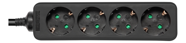 DELTACO Jordet grenuttak, 4x CEE 7/3, 1x CEE 7/7, barnesikret, 5m, svart