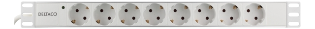 DELTACO Strømskinne, 8xCEE 7/3, 1xCEE 7/7, 2m, kabel, hvit