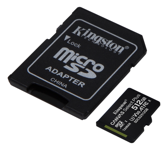 Kingston Canvas Select Plus MicroSDXC 512 GB Class10 UHS-I inkl. adapter