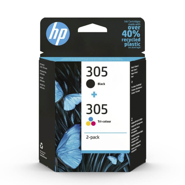 HP Blekk 6ZD17AE 305 Multipack Svart/Cyan/Magenta/Gul