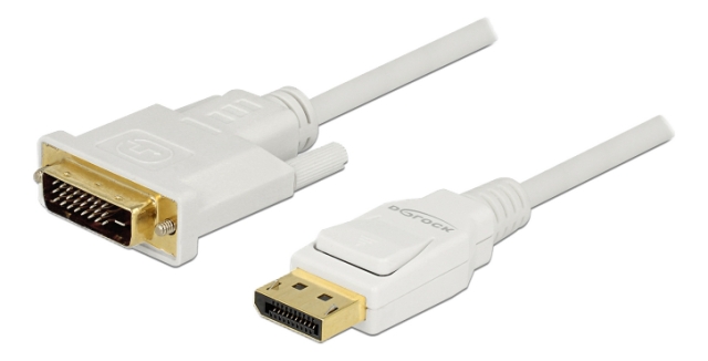 Displayport-kabel 1.2 hann > DVI 24+1 hann passiv 2 m hvit