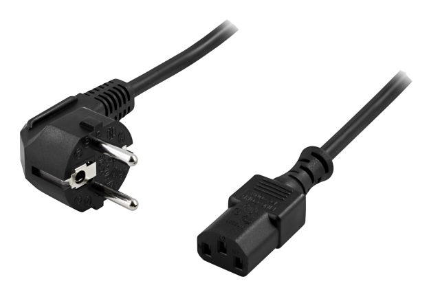 DELTACO apparatkabel, CEE 7/7 - IEC C13, 2m, LSZH, Svart