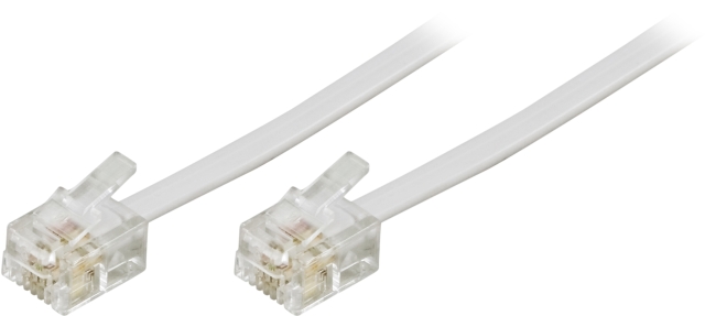 DELTACO modulkabel 6P4C(RJ11) til 6P4C(RJ11),2m,hvit