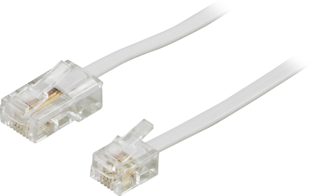 DELTACO modulkabel, 8P4C(RJ45) til 6P4C(RJ11),3m,hvit