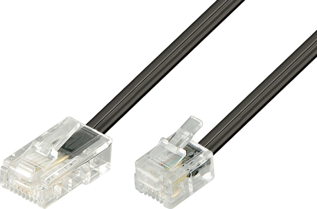 DELTACO modulkabel, 8P4C(RJ45) til 6P4C(RJ11),3m,svart