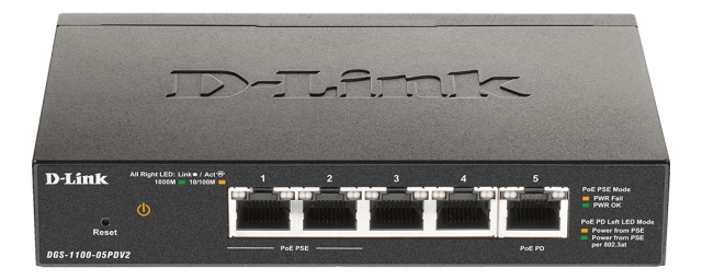 dlink 5-port Gigabit PoE Smart Managed Switch med 1 PD-port